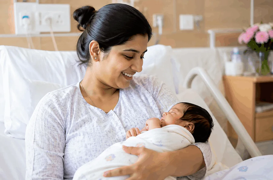 Mother and her baby portrait